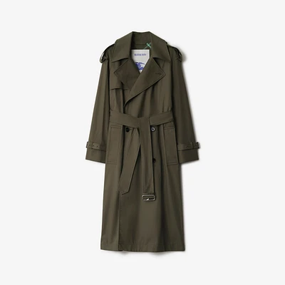 Long Gabardine Castleford Trench Coat in Otter - Women, Cotton Gabardine | Burberry® Official
