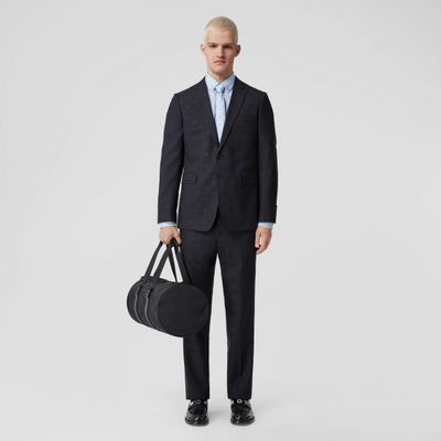 Slim Fit Monogram Wool Fil Coupé Tailored Jacket Coal Blue - Men | Burberry® Official