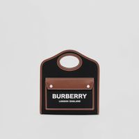 Technical Cotton and Leather Mini Pocket Bag in Black/tan - Women | Burberry® Official