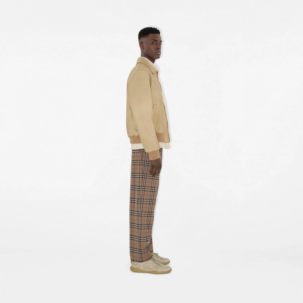 Check Cotton Blend Track Pants in Nut - Men | Burberry® Official