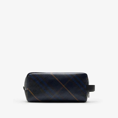Check Travel Pouch in Midnight - Men, Cotton, Linen | Burberry® Official