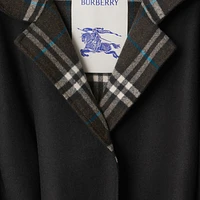 Mid-length Reversible Check Wool Car Coat in Black - Women | Burberry® Official