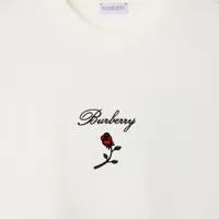 Logo Rose Cotton T-shirt in Rain - Men | Burberry® Official
