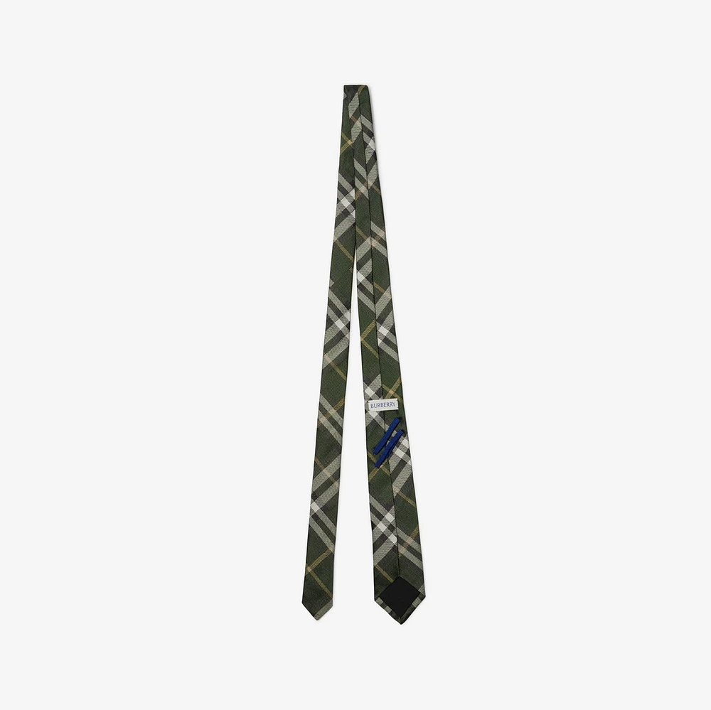 Check Silk Tie in Dark fern - Men | Burberry® Official