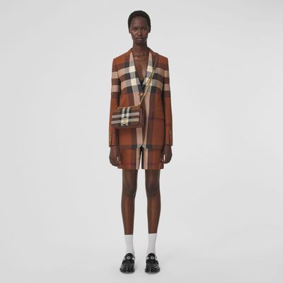 Exaggerated Check Wool Tailored Jacket Dark Birch Brown - Women | Burberry® Official
