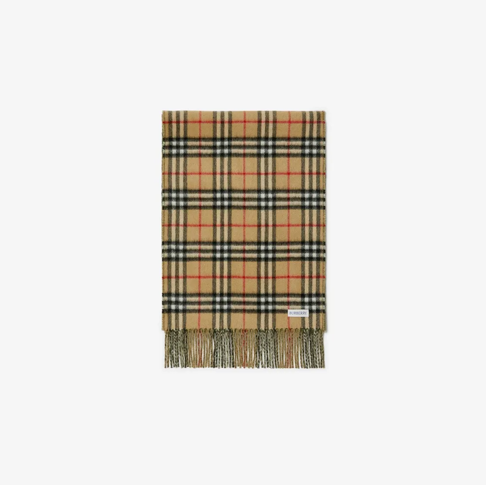 Reversible Check Cashmere Scarf in Shrub | Burberry® Official