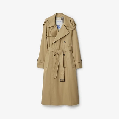 Long Castleford Trench Coat in Beige - Women, Cotton | Burberry® Official