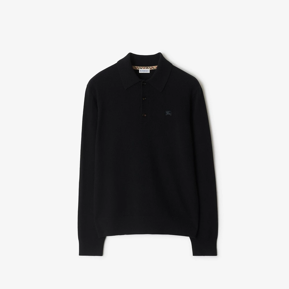 Long-sleeve Cashmere Blend Polo Shirt in Black - Men | Burberry® Official