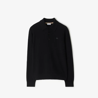 Long-sleeve Cashmere Blend Polo Shirt in Black - Men | Burberry® Official