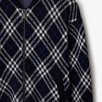 Check Wool Blend Bomber Jacket in Ink blue - Men | Burberry® Official