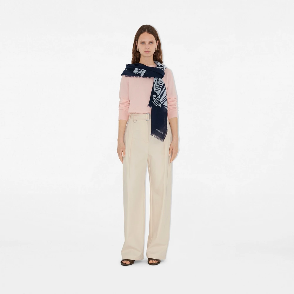 Wide EKD Wool Scarf in Bank | Burberry® Official