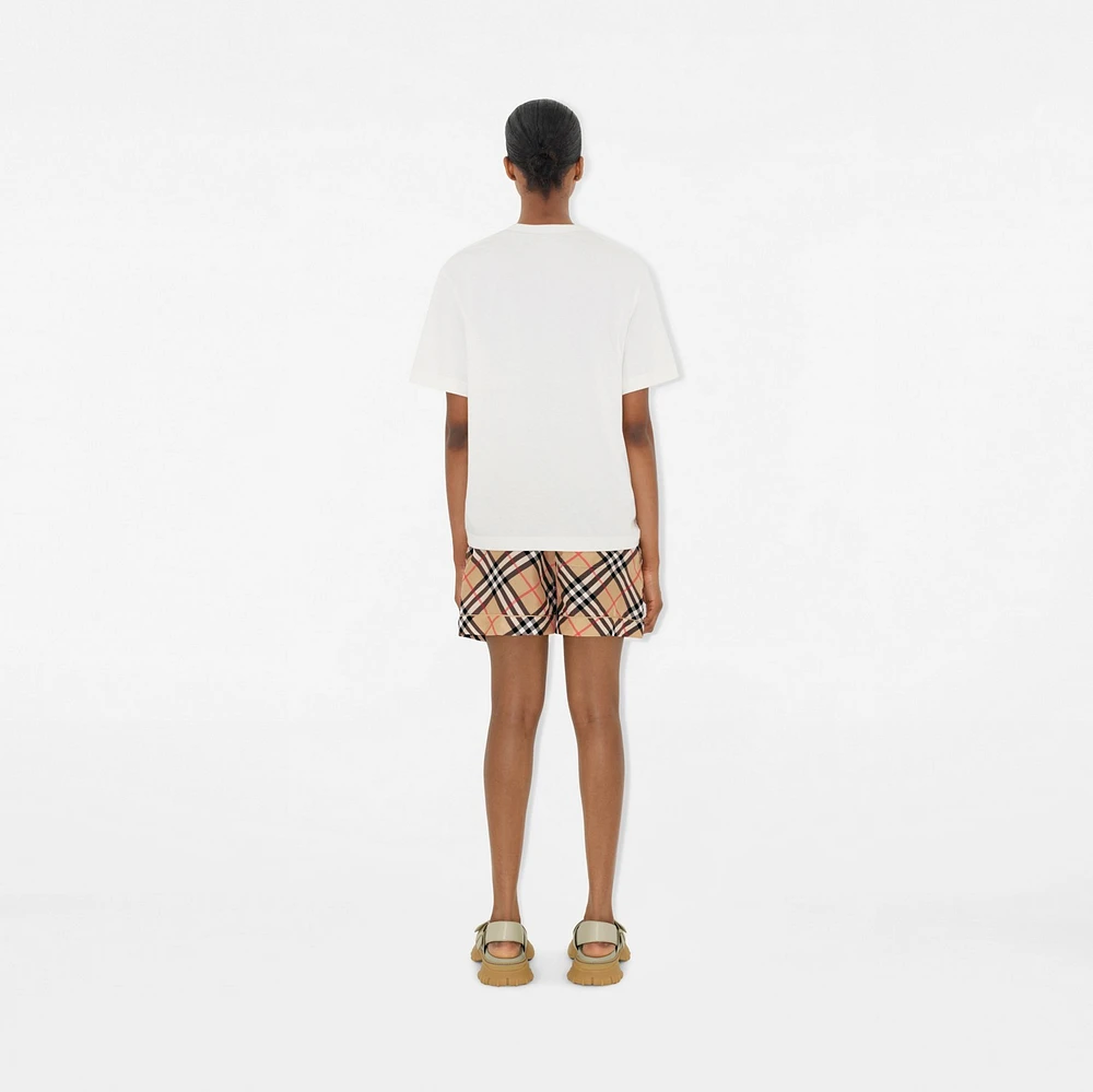 Check Silk Pyjama Shorts in Sand - Women | Burberry® Official