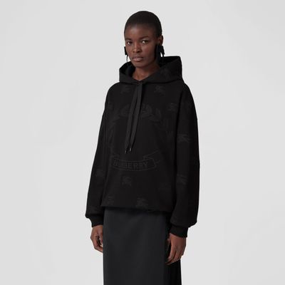 Embroidered EKD Cotton Oversized Hoodie Black - Women | Burberry® Official