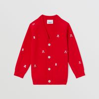Thomas Bear Print Wool Blend Cardigan Bright Red | Burberry® Official