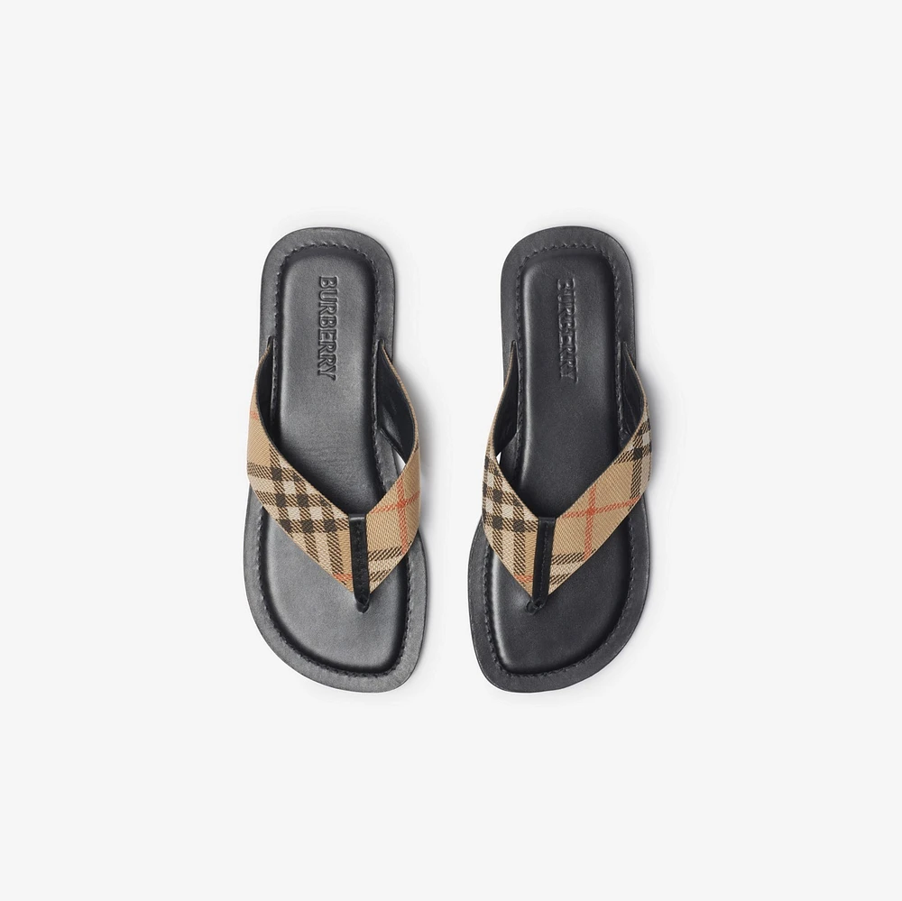 Check Pavilion Sandals​ in Sand - Men, Nylon | Burberry® Official