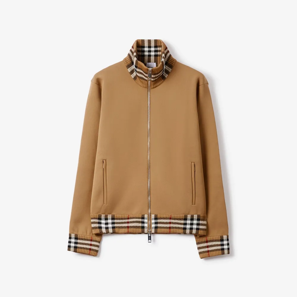 Burberry Check Trim Track Jacket in Camel - Men, Burberry® Official