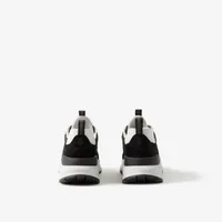 Logo Embossed, Leather, Suede and Mesh Sneakers Black - Men | Burberry® Official