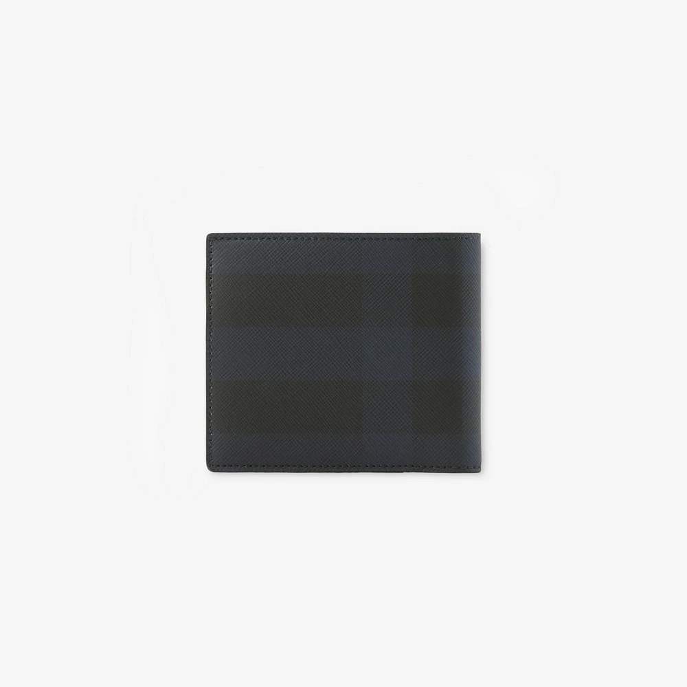 Check Bifold Coin Wallet in Navy - Men, Canvas | Burberry® Official