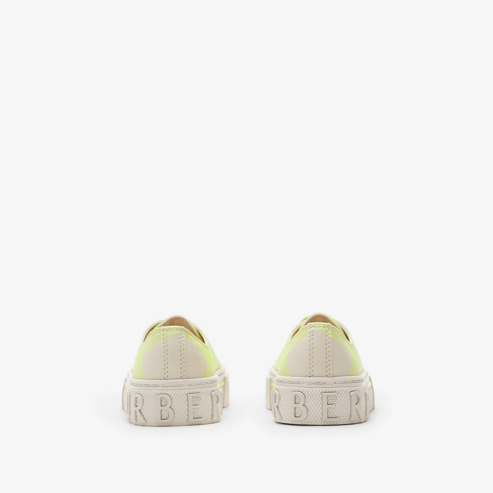 Check Cotton Sneakers in Vivid lime - Children | Burberry® Official