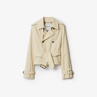 Cropped Cotton Blend Trench Jacket in Alpine - Women, Tropical Gabardine | Burberry® Official