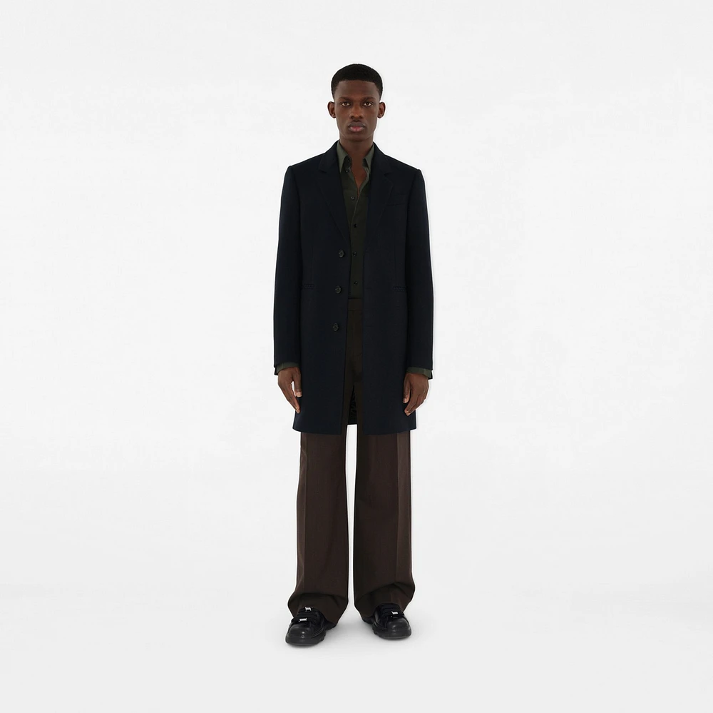 Wool Tailored Coat in Navy - Men | Burberry® Official