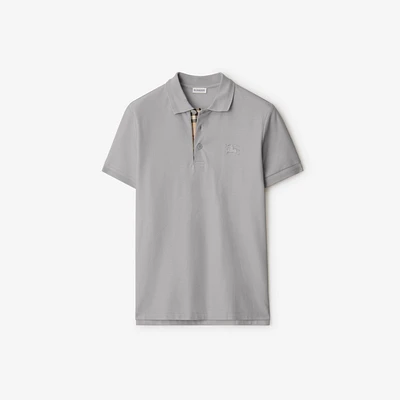 Cotton Polo Shirt in Pale grey melange - Men | Burberry® Official