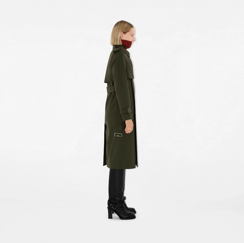 Long Cotton Blend Trench Coat in Military - Women | Burberry® Official