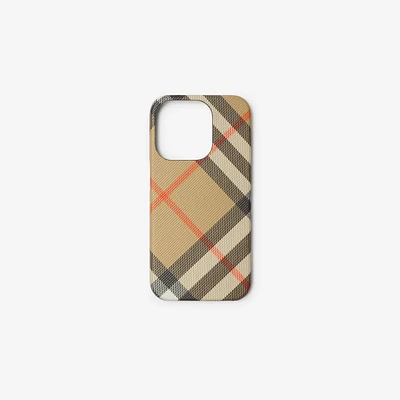 Check iPhone 15 Pro Case in Sand - Men | Burberry® Official