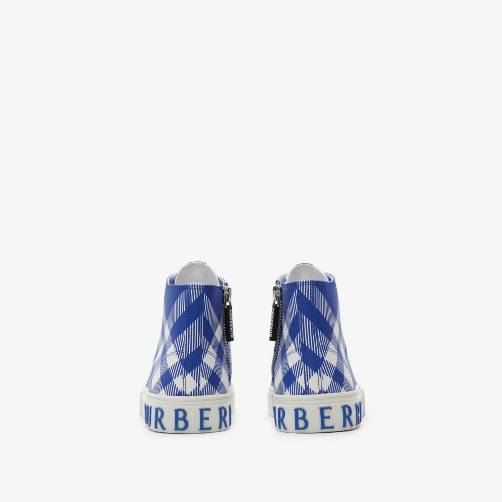 Check Gabardine High-top Sneakers in Knight - Children | Burberry® Official