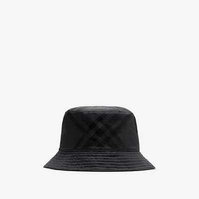 Check Nylon Blend Bucket Hat in Black - Men | Burberry® Official