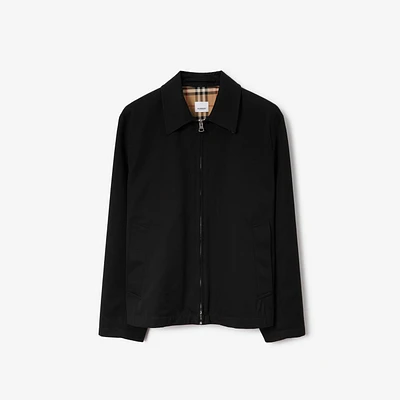 Gabardine Harrington Jacket in Black - Men, Cotton | Burberry® Official