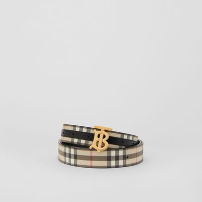 Reversible Vintage Check and Leather TB Belt Archive Beige/black/gold | Burberry® Official