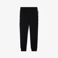 Check Trim Cotton Jogging Pants in Black - Women | Burberry® Official