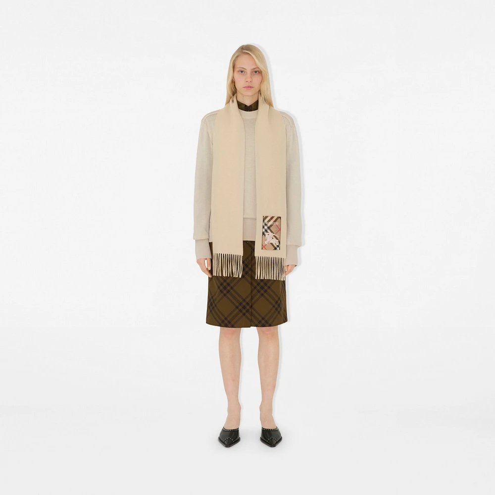 Check Label Cashmere Scarf in Nutmeg | Burberry® Official