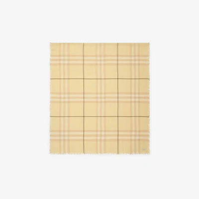Wide Check Wool Scarf in Buff | Burberry® Official