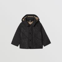 Detachable Hood Monogram Quilted Jacket Black - Children | Burberry® Official