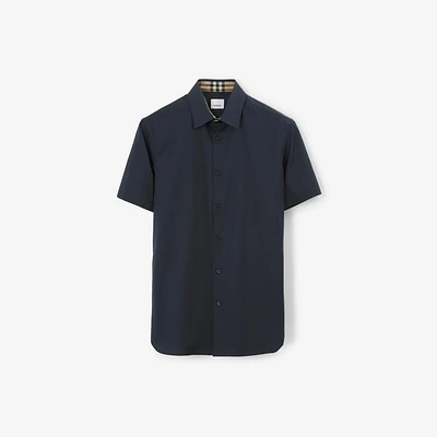 Stretch Cotton Shirt in Navy - Men | Burberry® Official