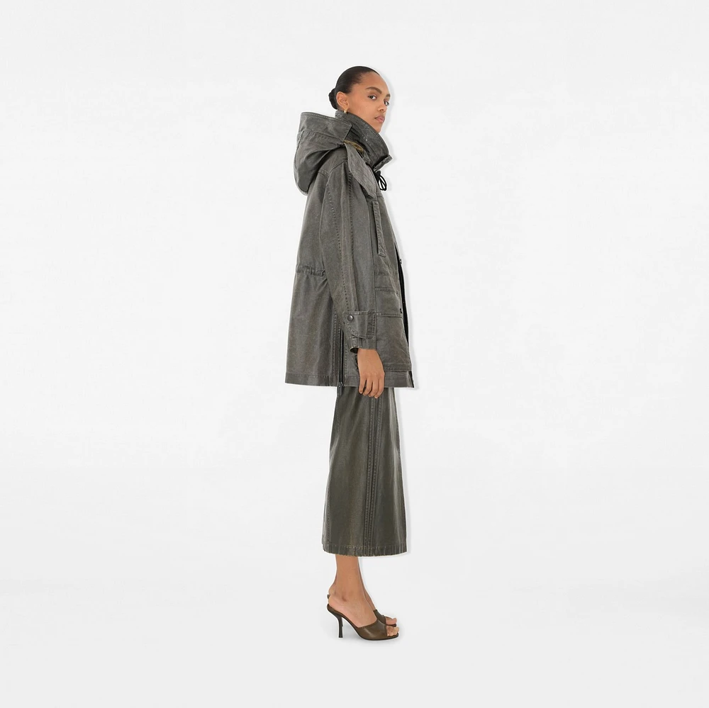 Bleached Cotton Parka in Oil - Women | Burberry® Official