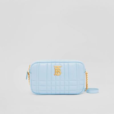 Quilted Leather Small Lola Camera Bag in Pale Blue - Women | Burberry® Official