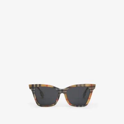 Check Square Sunglasses in Antique yellow - Women | Burberry® Official