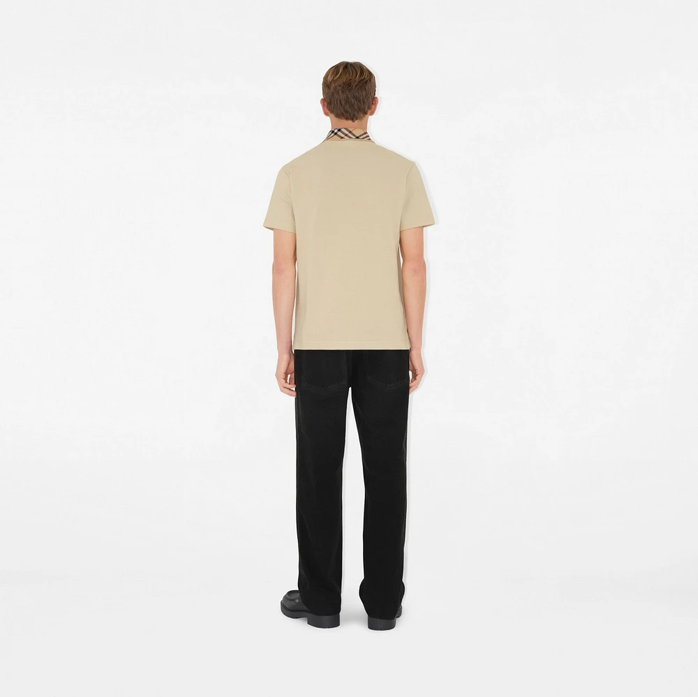 Check Collar Cotton Polo Shirt in Nutmeg - Men | Burberry® Official
