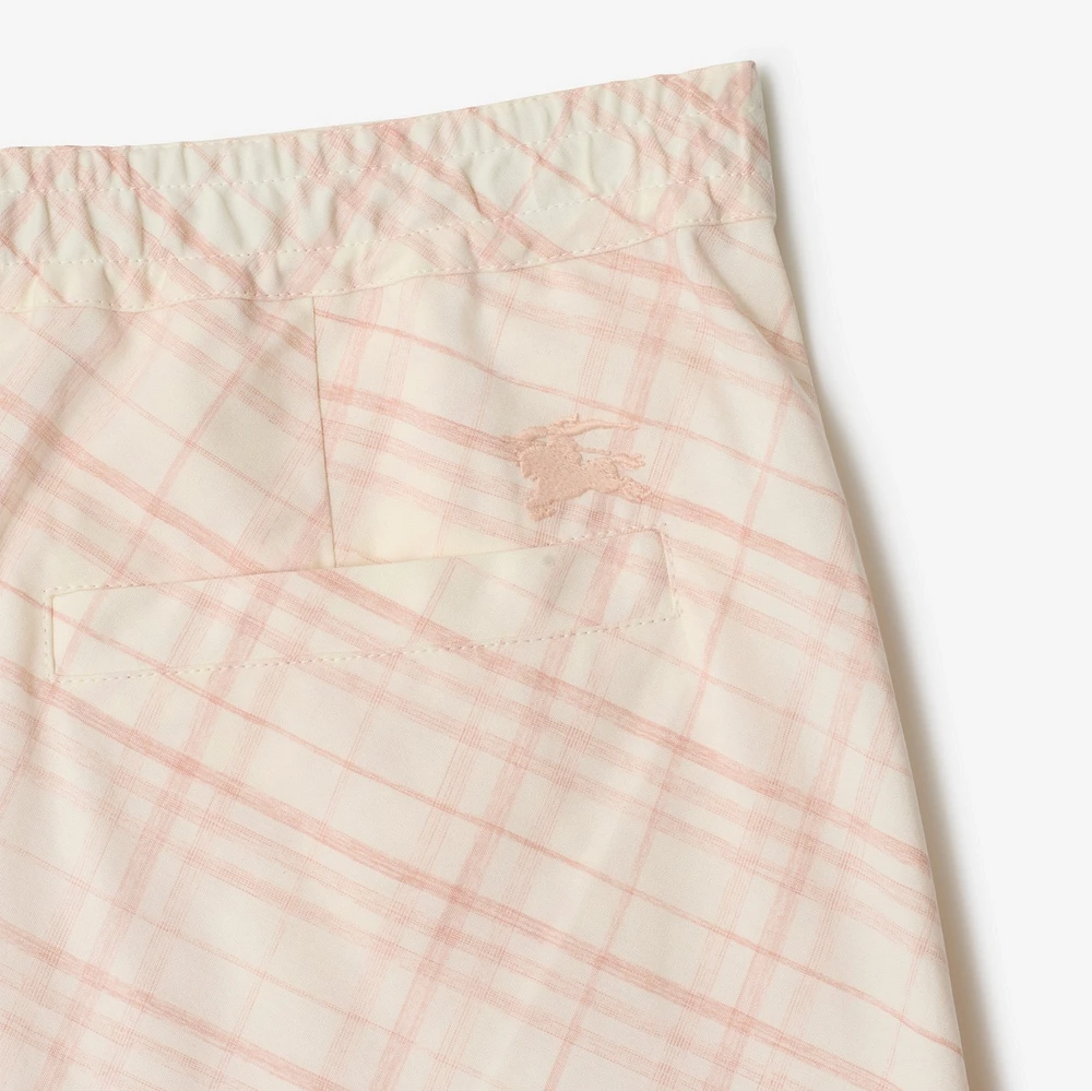 Check Cotton Pyjama Shorts in Dusky rose - Women | Burberry® Official