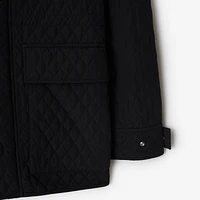 Check Hood Quilted Nylon Jacket in Black - Women | Burberry® Official