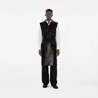 Long Sleeveless Leather Trench Coat in Black - Men | Burberry® Official