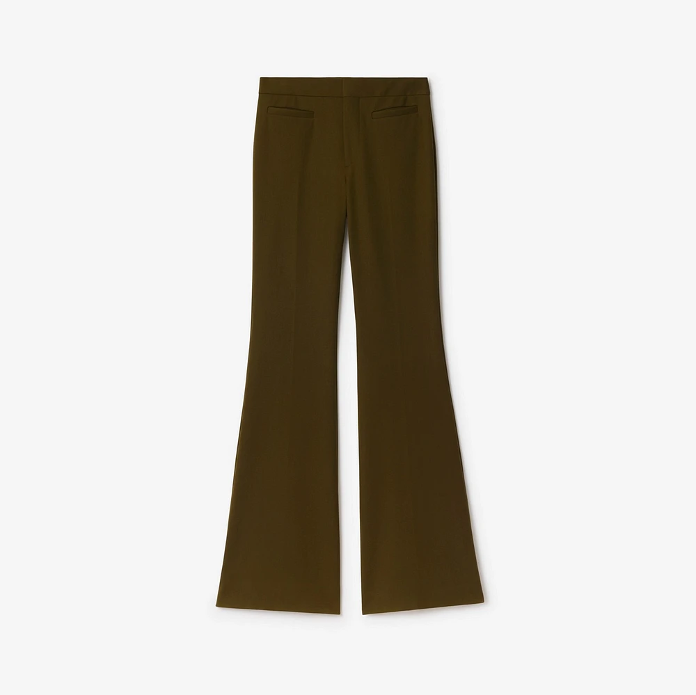Nylon Wool Blend Tailored Trousers in Furrow - Women | Burberry® Official
