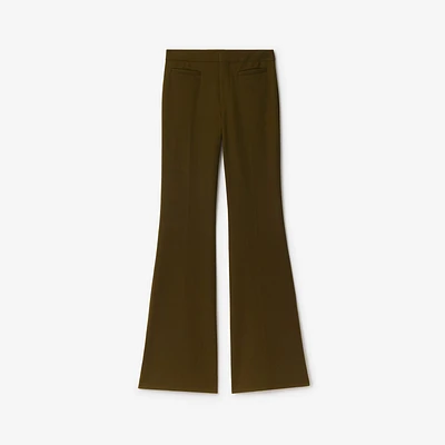 Nylon Wool Blend Tailored Trousers in Furrow - Women | Burberry® Official