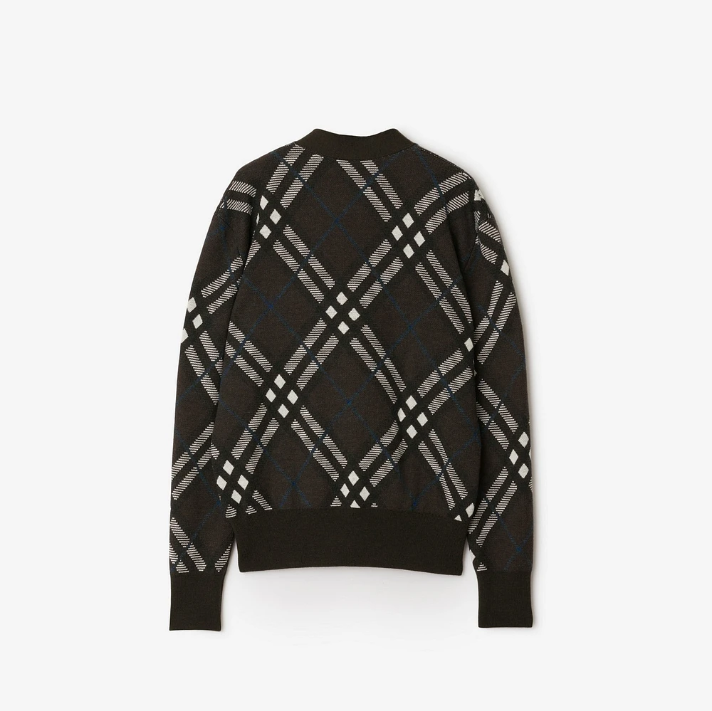 Check Wool Blend Cardigan in Snug - Women, Nylon | Burberry® Official