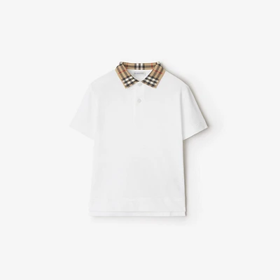 Check Collar Cotton Polo Shirt in White | Burberry® Official