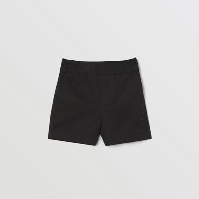 Monogram Motif Cotton Twill Chino Shorts Black - Children | Burberry® Official