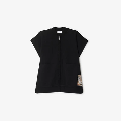 Check Label Wool Blend Cape in Black | Burberry® Official